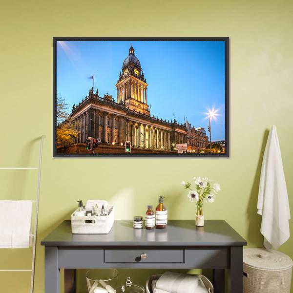 Leeds Town Hall Canvas Wall Art-1 Piece-Floating Frame-24" x 16"-Tiaracle