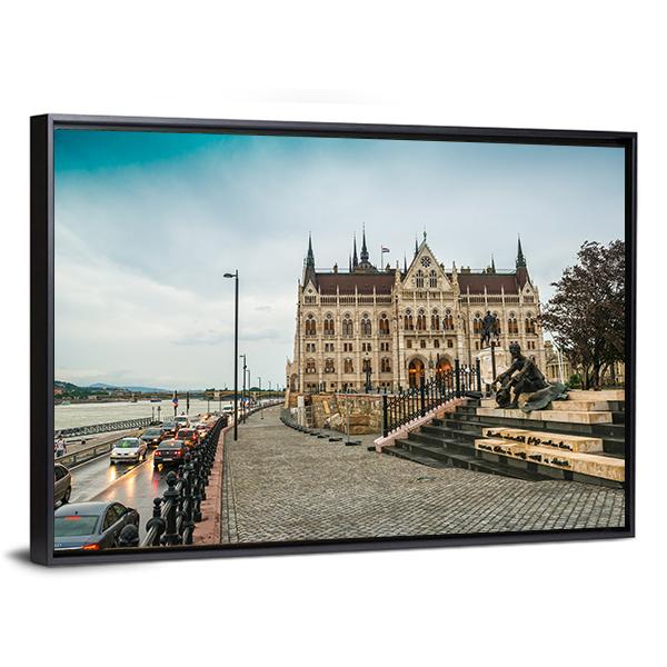 Legislative House Hungary Canvas Wall Art-3 Horizontal-Gallery Wrap-25" x 16"-Tiaracle