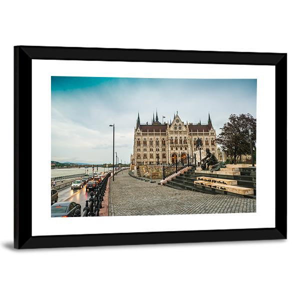 Legislative House Hungary Canvas Wall Art-3 Horizontal-Gallery Wrap-25" x 16"-Tiaracle