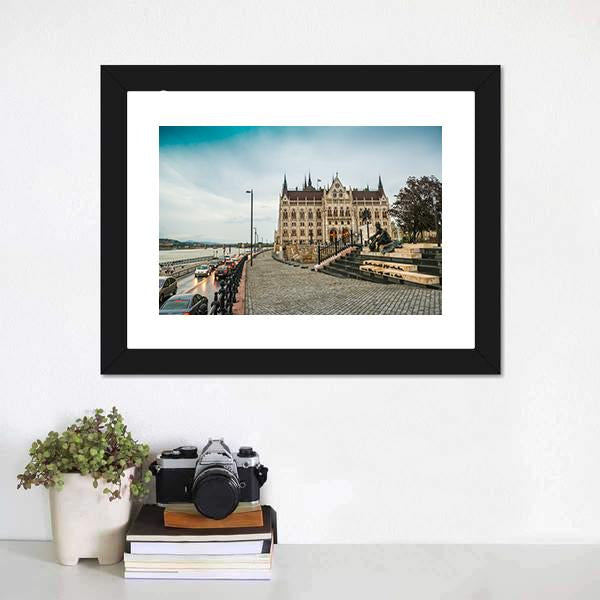 Legislative House Hungary Canvas Wall Art-3 Horizontal-Gallery Wrap-25" x 16"-Tiaracle