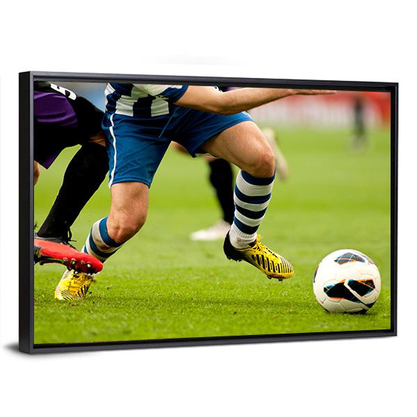 Legs Of Two Soccer Players Canvas Wall Art-3 Horizontal-Gallery Wrap-25" x 16"-Tiaracle