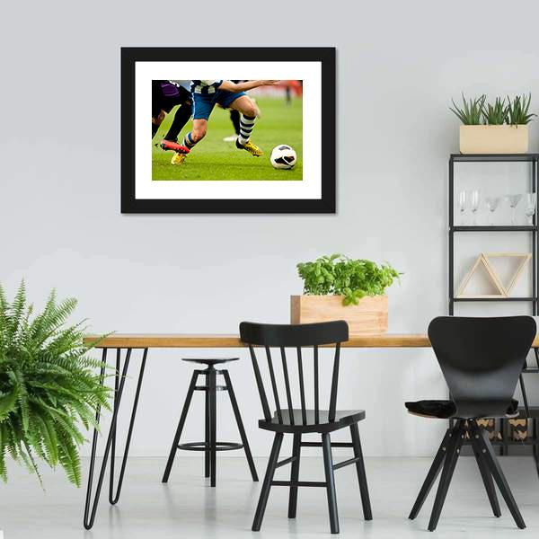 Legs Of Two Soccer Players Canvas Wall Art-3 Horizontal-Gallery Wrap-25" x 16"-Tiaracle