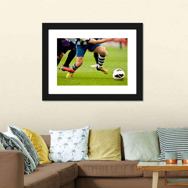 Legs Of Two Soccer Players Canvas Wall Art-3 Horizontal-Gallery Wrap-25" x 16"-Tiaracle