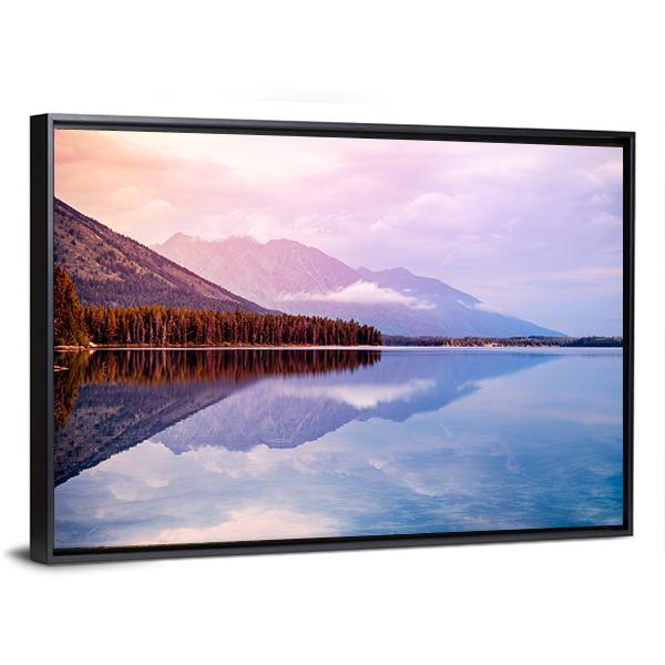 Leigh Lake Landscape Canvas Wall Art-3 Horizontal-Gallery Wrap-25" x 16"-Tiaracle