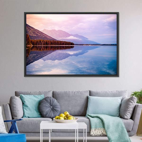 Leigh Lake Landscape Canvas Wall Art-3 Horizontal-Gallery Wrap-25" x 16"-Tiaracle