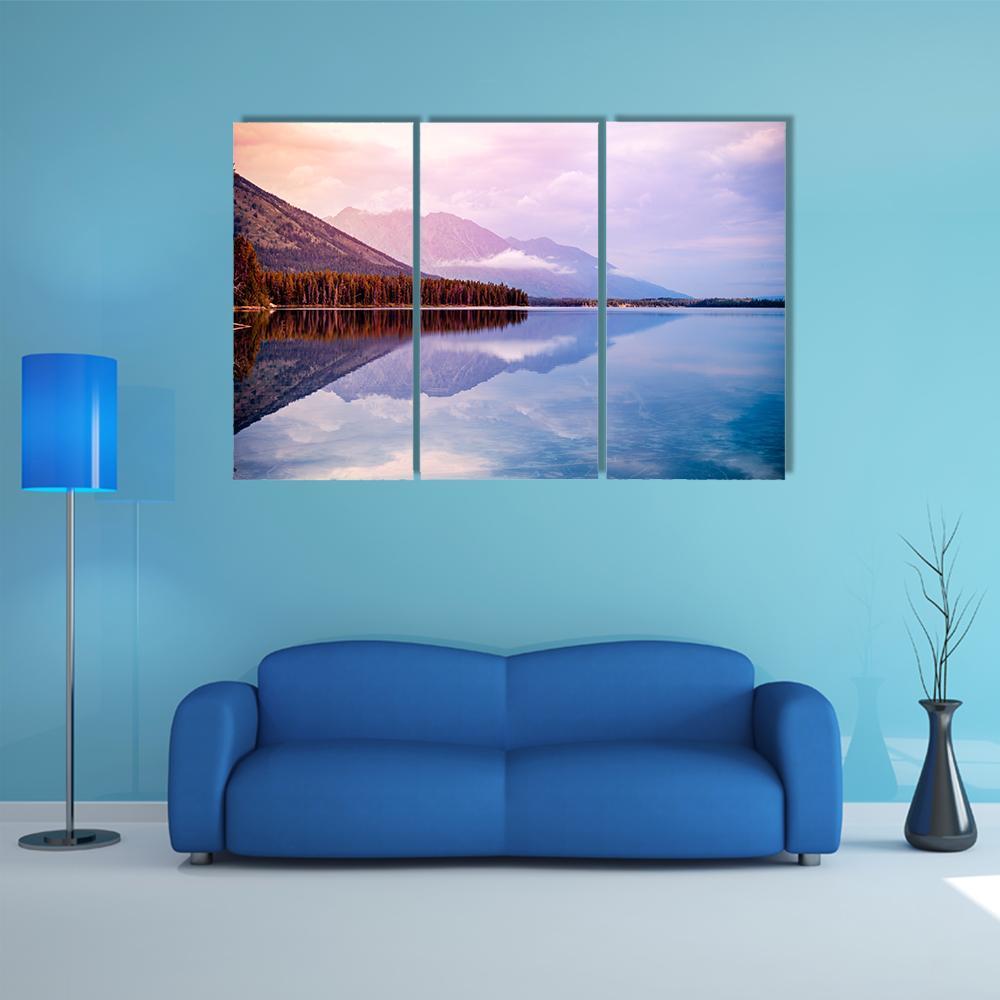 Leigh Lake Landscape Canvas Wall Art-3 Horizontal-Gallery Wrap-37" x 24"-Tiaracle