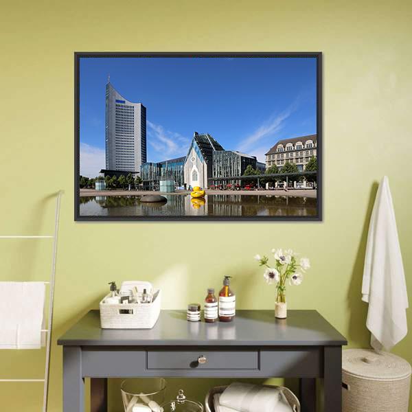Leipzig City Saxony Canvas Wall Art-1 Piece-Floating Frame-24" x 16"-Tiaracle