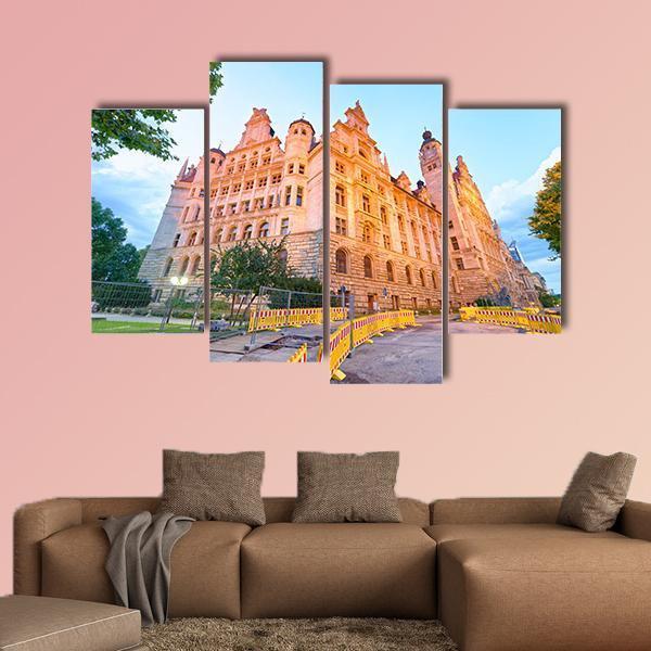 Leipzig Neues Rathaus Canvas Wall Art-4 Pop-Gallery Wrap-50" x 32"-Tiaracle