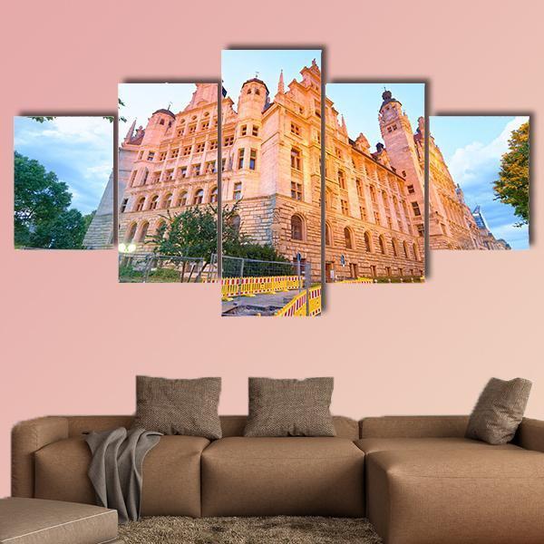 Leipzig Neues Rathaus Canvas Wall Art-5 Star-Gallery Wrap-62" x 32"-Tiaracle