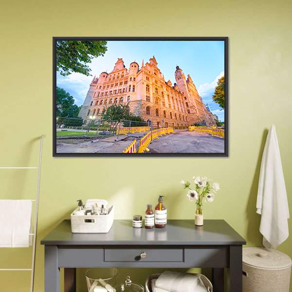 Leipzig Neues Rathaus Canvas Wall Art-1 Piece-Floating Frame-24" x 16"-Tiaracle