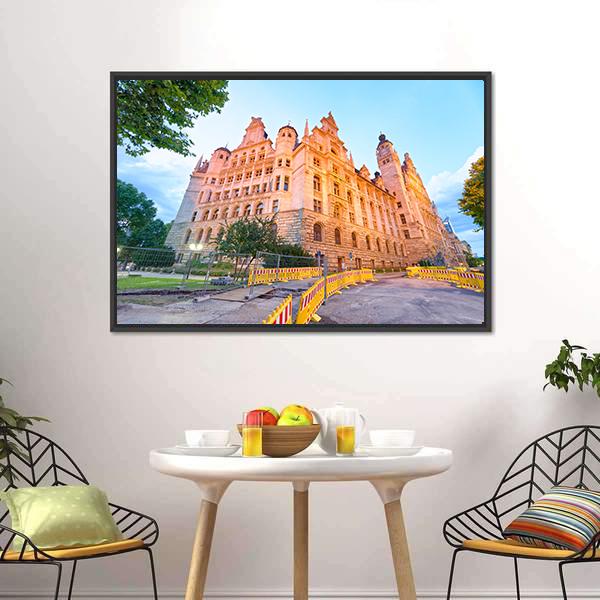 Leipzig Neues Rathaus Canvas Wall Art-3 Horizontal-Gallery Wrap-25" x 16"-Tiaracle