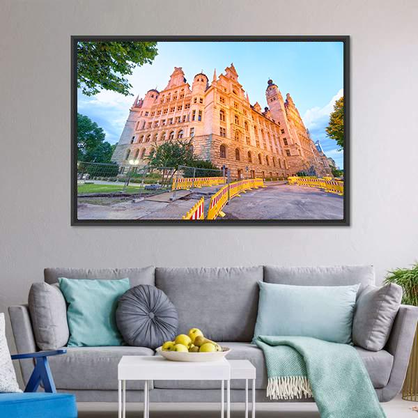 Leipzig Neues Rathaus Canvas Wall Art-3 Horizontal-Gallery Wrap-25" x 16"-Tiaracle