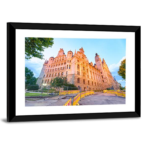 Leipzig Neues Rathaus Canvas Wall Art-3 Horizontal-Gallery Wrap-25" x 16"-Tiaracle