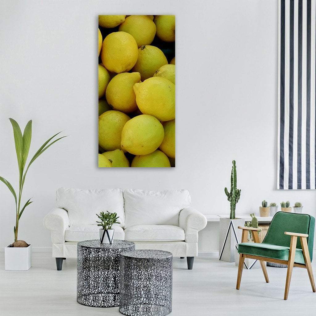 Lemons Vertical Canvas Wall Art-3 Vertical-Gallery Wrap-12" x 25"-Tiaracle