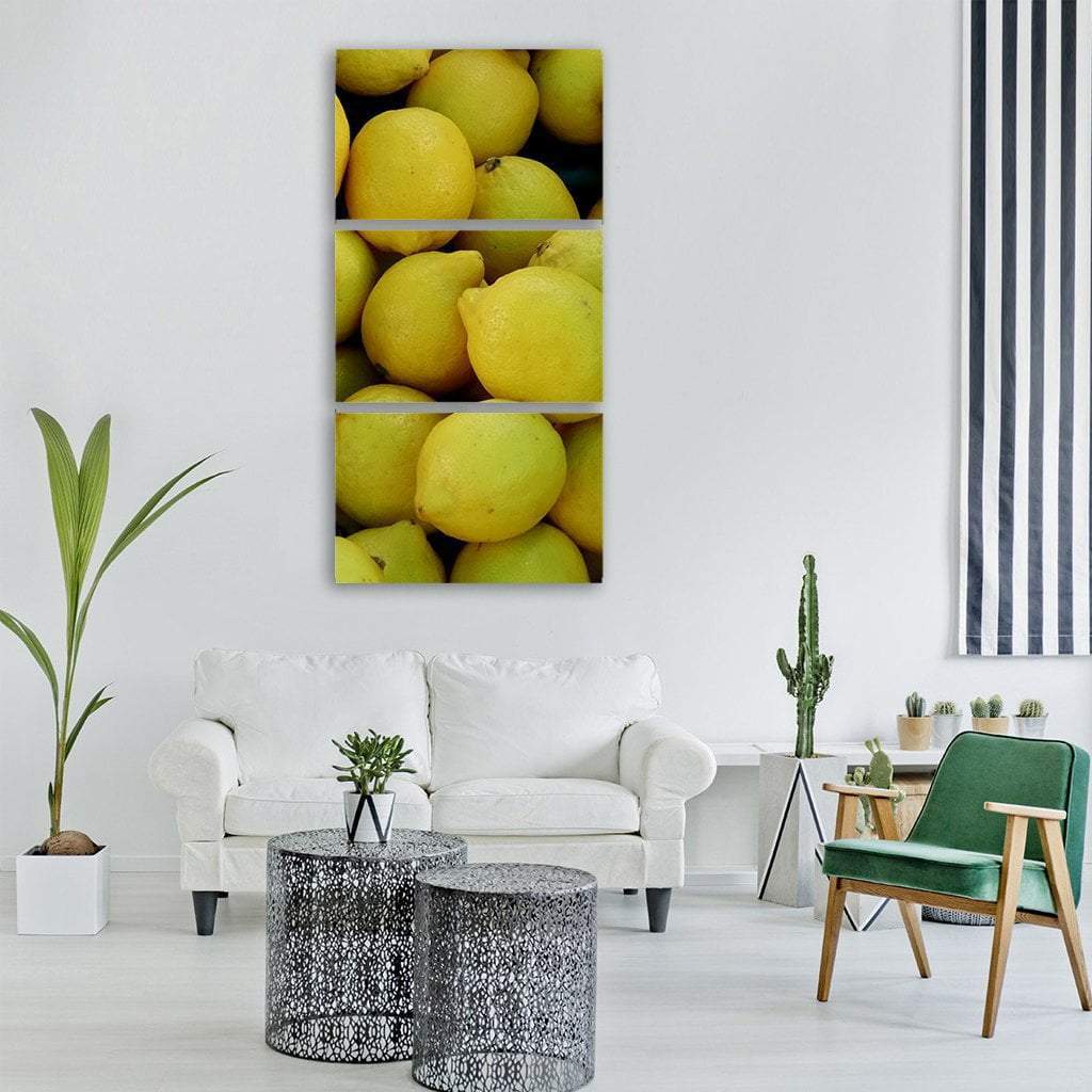 Lemons Vertical Canvas Wall Art-3 Vertical-Gallery Wrap-12" x 25"-Tiaracle