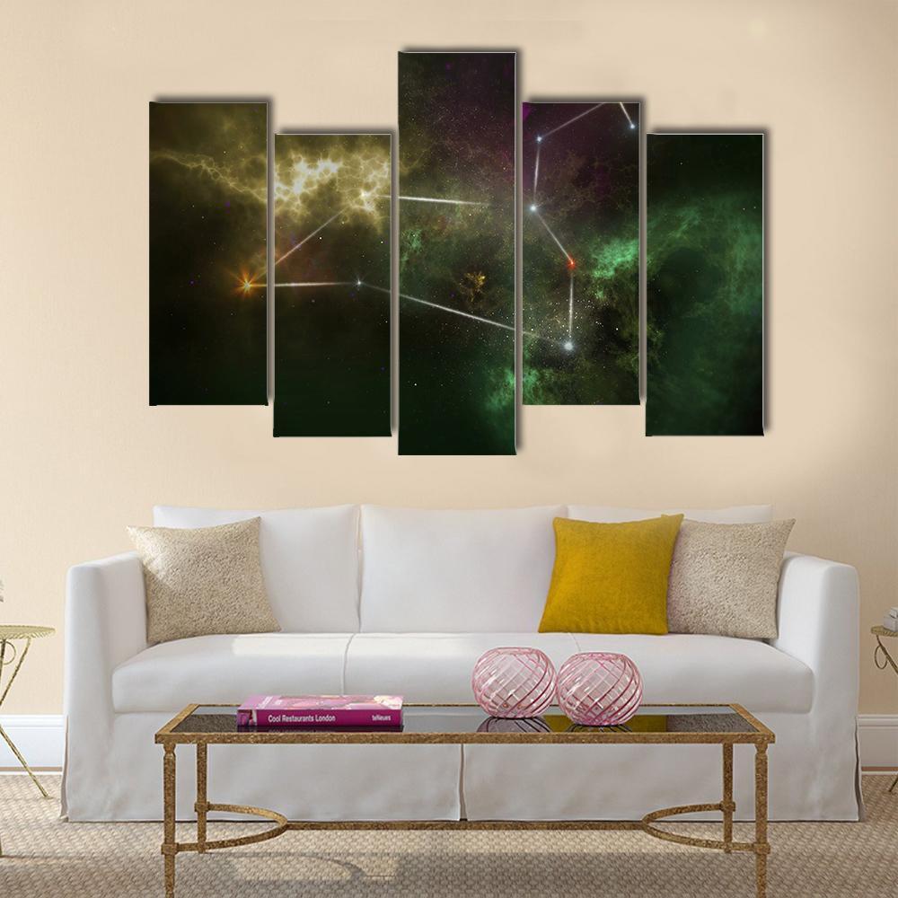 Leo Constellation Canvas Wall Art-5 Pop-Gallery Wrap-32" x 21"-Tiaracle