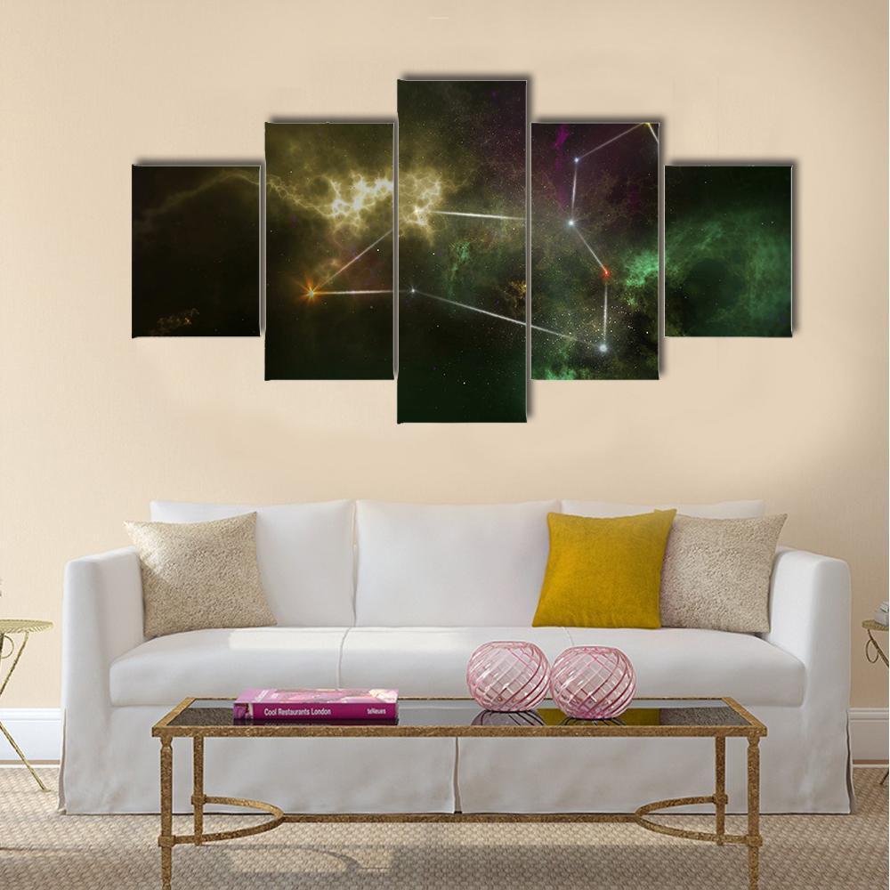 Leo Constellation Canvas Wall Art-5 Star-Gallery Wrap-42" x 21"-Tiaracle
