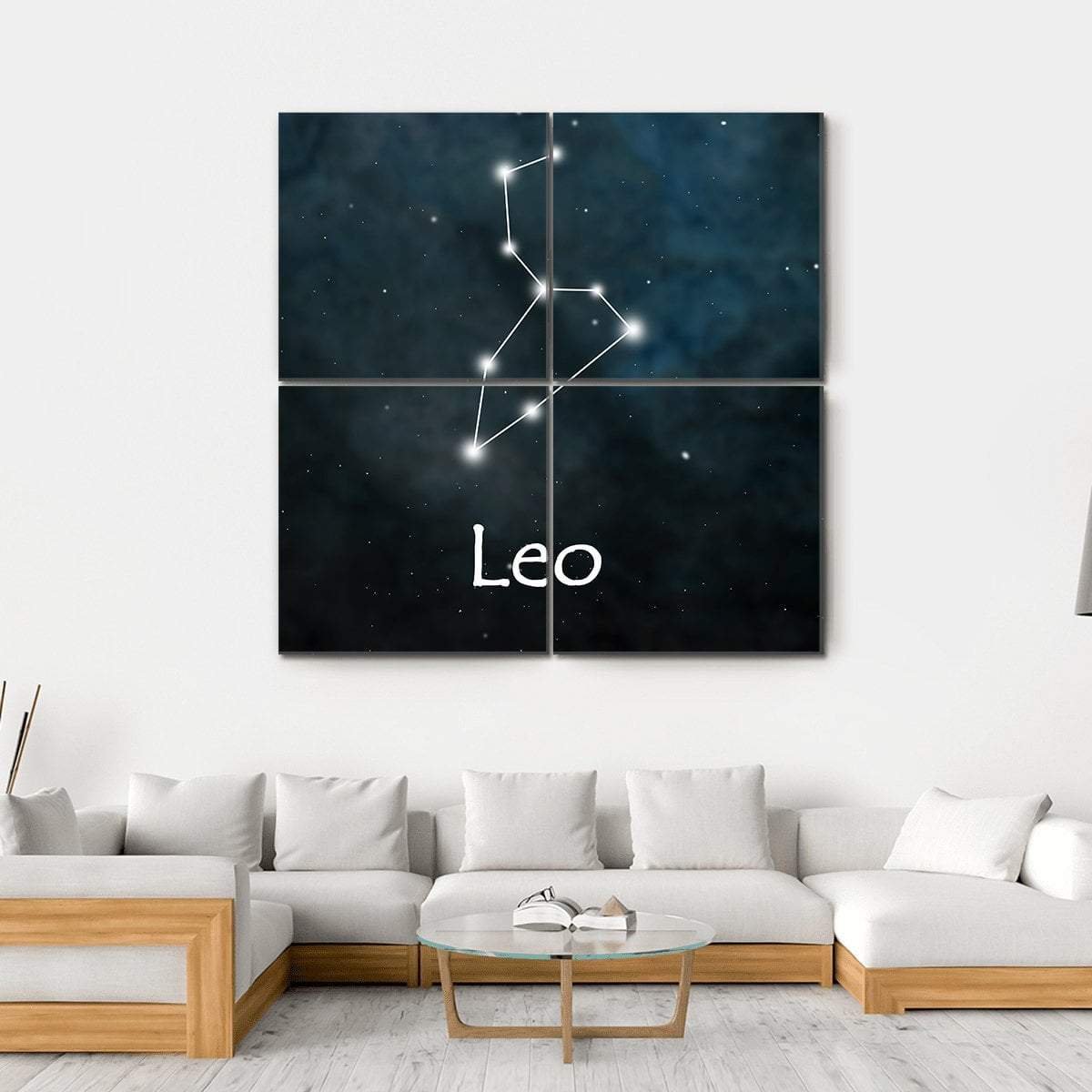 Leo Horoscope Constellation Canvas Wall Art-4 Square-Gallery Wrap-17" x 17"-Tiaracle