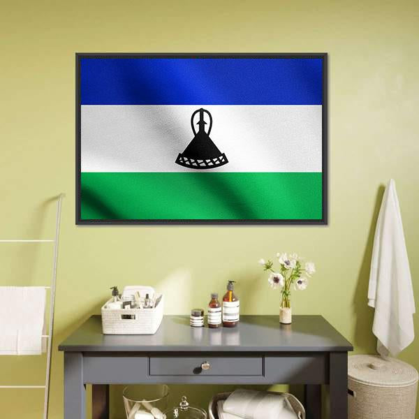 Lesotho Flag Canvas Wall Art-1 Piece-Floating Frame-36" x 24"-Tiaracle