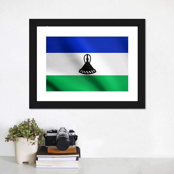 Lesotho Flag Canvas Wall Art-1 Piece-Framed Print-42" x 14"-Tiaracle