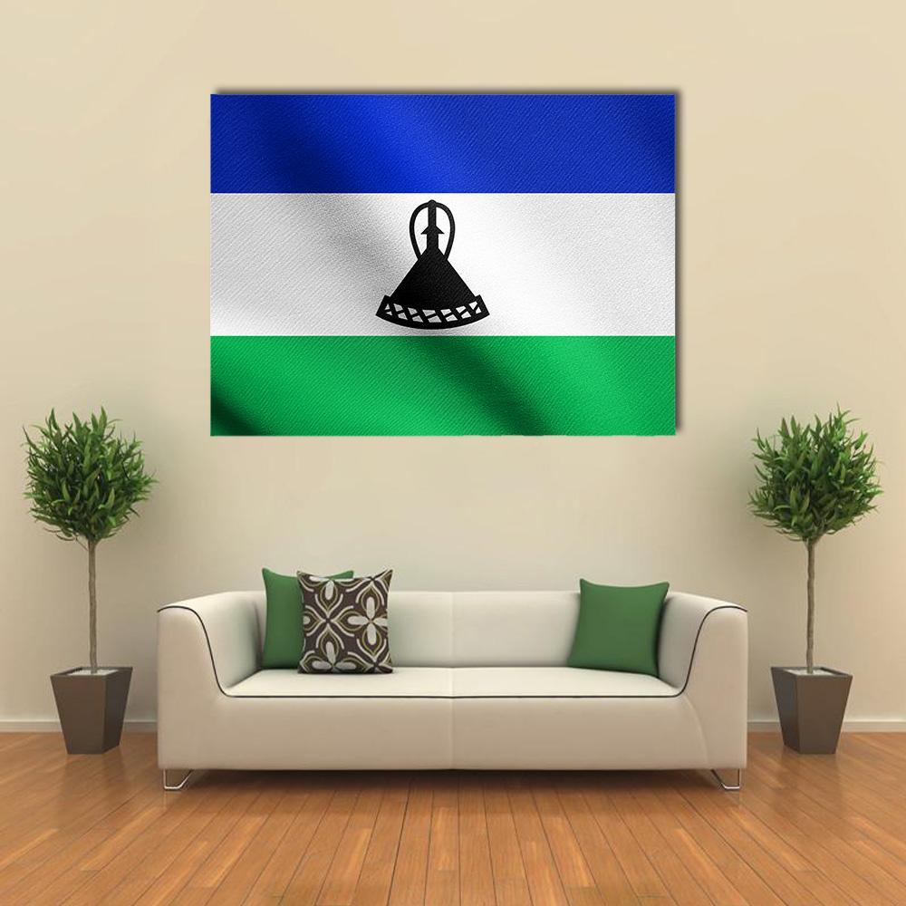 Lesotho Flag Canvas Wall Art-1 Piece-Gallery Wrap-36" x 24"-Tiaracle