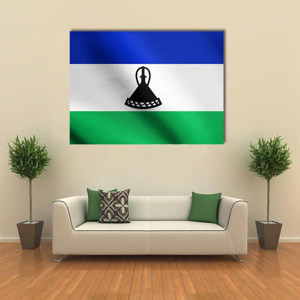 Lesotho Flag Canvas Wall Art-5 Horizontal-Gallery Wrap-22" x 12"-Tiaracle