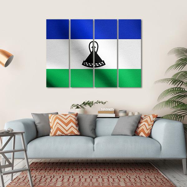 Lesotho Flag Canvas Wall Art-4 Horizontal-Gallery Wrap-34" x 24"-Tiaracle