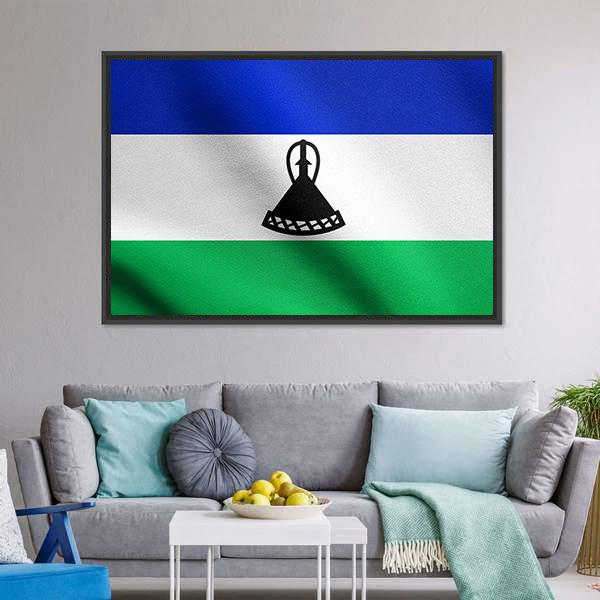 Lesotho Flag Canvas Wall Art-5 Horizontal-Gallery Wrap-22" x 12"-Tiaracle