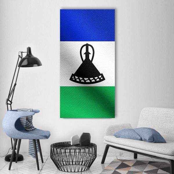 Lesotho Flag Vertical Canvas Wall Art-1 Vertical-Gallery Wrap-12" x 24"-Tiaracle