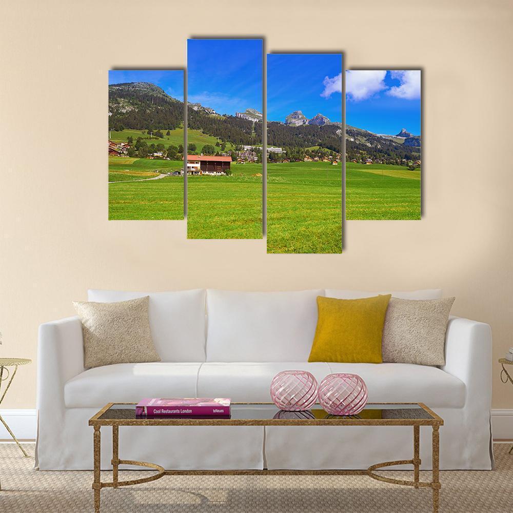 Leysin In Alps Switzerland Canvas Wall Art-4 Pop-Gallery Wrap-50" x 32"-Tiaracle