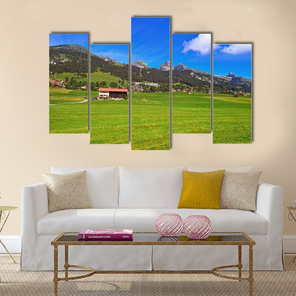 Leysin In Alps Switzerland Canvas Wall Art-5 Pop-Gallery Wrap-47" x 32"-Tiaracle