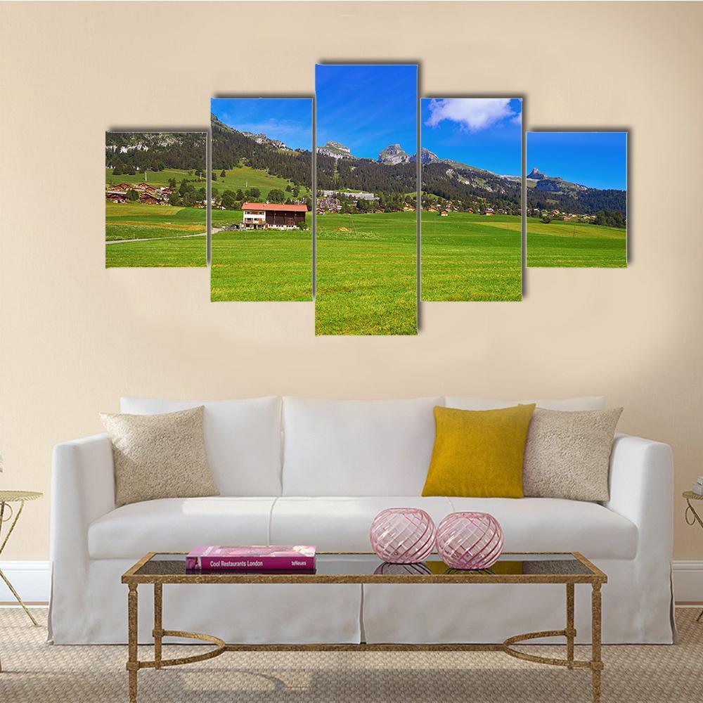 Leysin In Alps Switzerland Canvas Wall Art-5 Star-Gallery Wrap-62" x 32"-Tiaracle