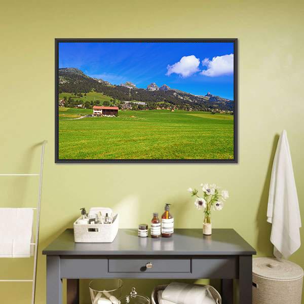 Leysin In Alps Switzerland Canvas Wall Art-1 Piece-Floating Frame-24" x 16"-Tiaracle