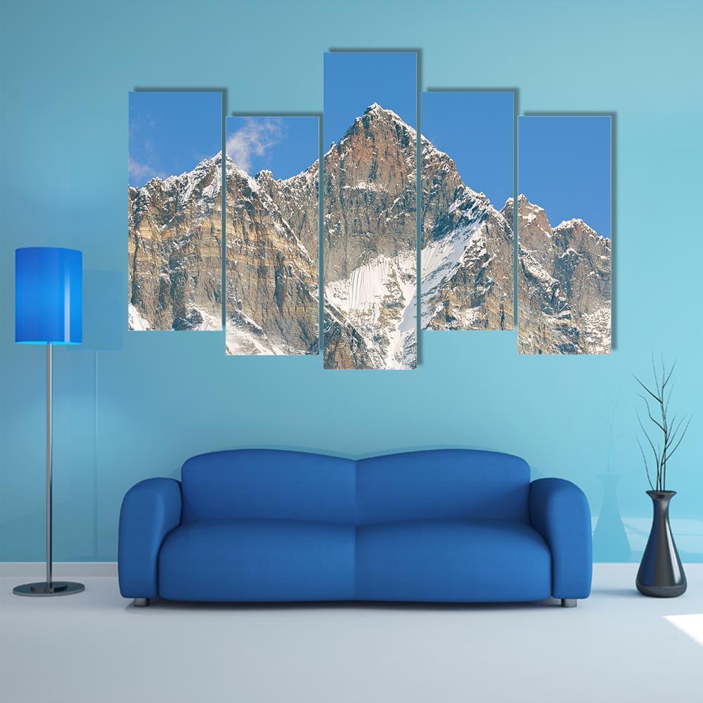 Lhotse Peak In Nepal Canvas Wall Art-5 Pop-Gallery Wrap-32" x 21"-Tiaracle