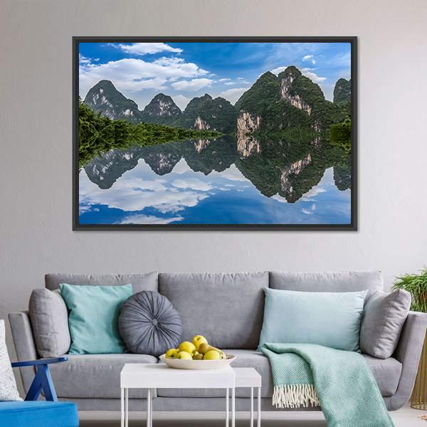 Li River In Guilin Canvas Wall Art-3 Horizontal-Gallery Wrap-25" x 16"-Tiaracle