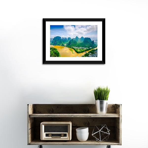 Li River In Rural Guilin Canvas Wall Art-3 Horizontal-Gallery Wrap-25" x 16"-Tiaracle