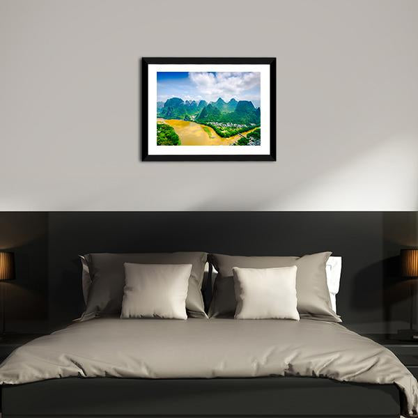 Li River In Rural Guilin Canvas Wall Art-3 Horizontal-Gallery Wrap-25" x 16"-Tiaracle