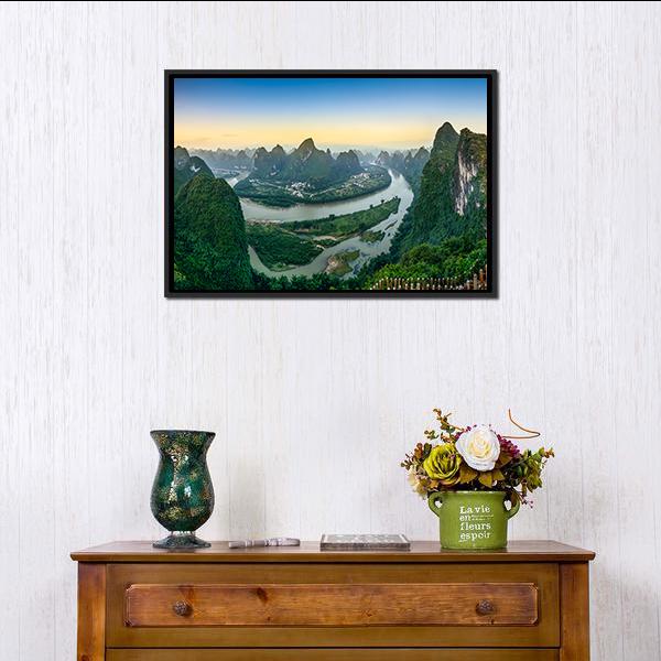 Li River In Xingping Panoramic Canvas Wall Art-1 Piece-36" x 12"-Tiaracle