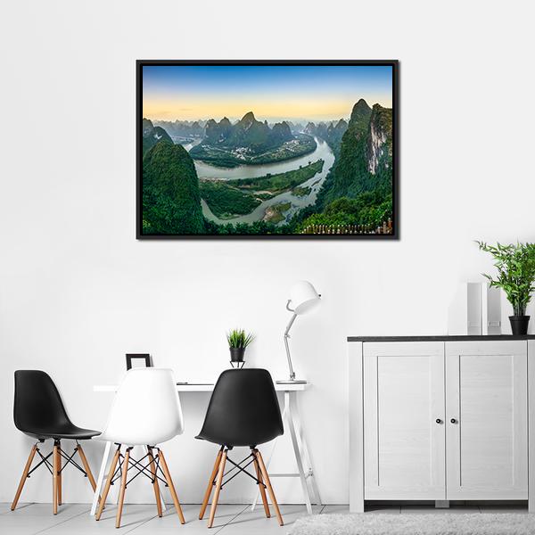 Li River In Xingping Panoramic Canvas Wall Art-1 Piece-36" x 12"-Tiaracle