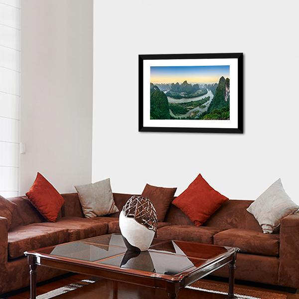 Li River In Xingping Panoramic Canvas Wall Art-1 Piece-36" x 12"-Tiaracle