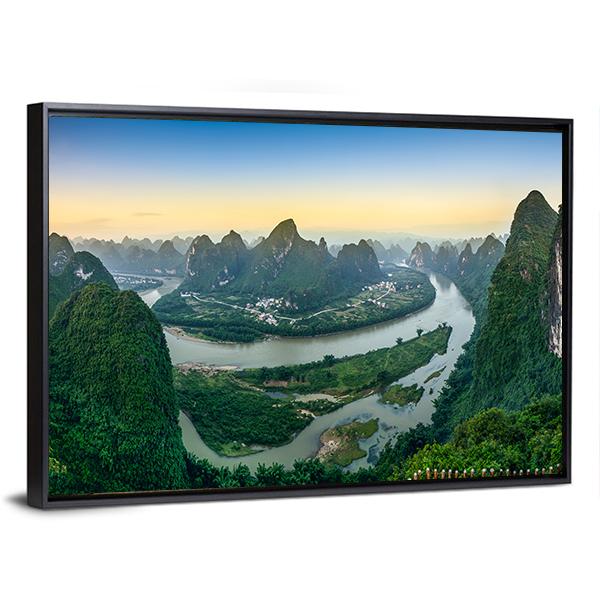 Li River In Xingping Panoramic Canvas Wall Art-1 Piece-36" x 12"-Tiaracle