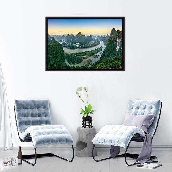 Li River In Xingping Panoramic Canvas Wall Art-1 Piece-36" x 12"-Tiaracle