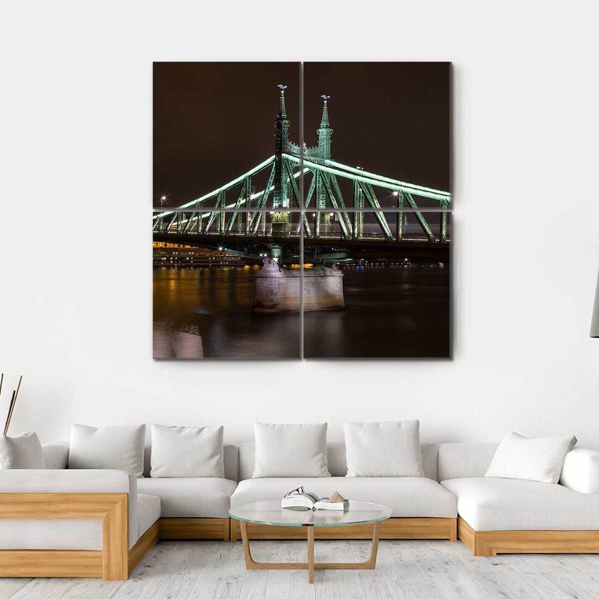 Liberty Bridge In Budapest Canvas Wall Art-4 Square-Gallery Wrap-17" x 17"-Tiaracle