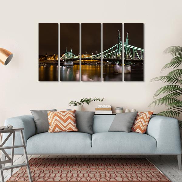 Liberty Bridge In Budapest Canvas Wall Art-5 Horizontal-Gallery Wrap-22" x 12"-Tiaracle