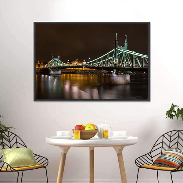 Liberty Bridge In Budapest Canvas Wall Art-3 Horizontal-Gallery Wrap-25" x 16"-Tiaracle