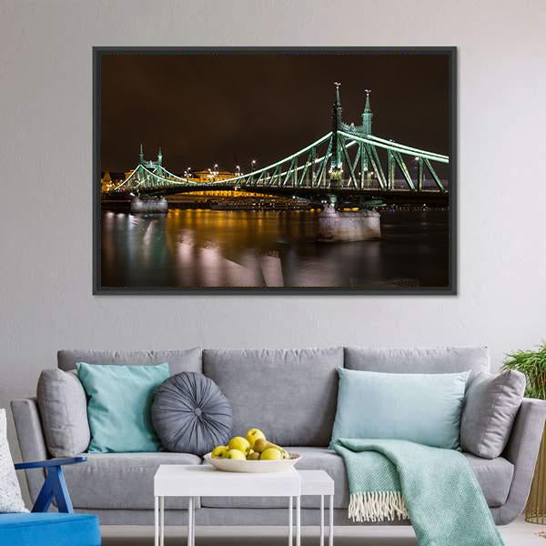 Liberty Bridge In Budapest Canvas Wall Art-3 Horizontal-Gallery Wrap-25" x 16"-Tiaracle
