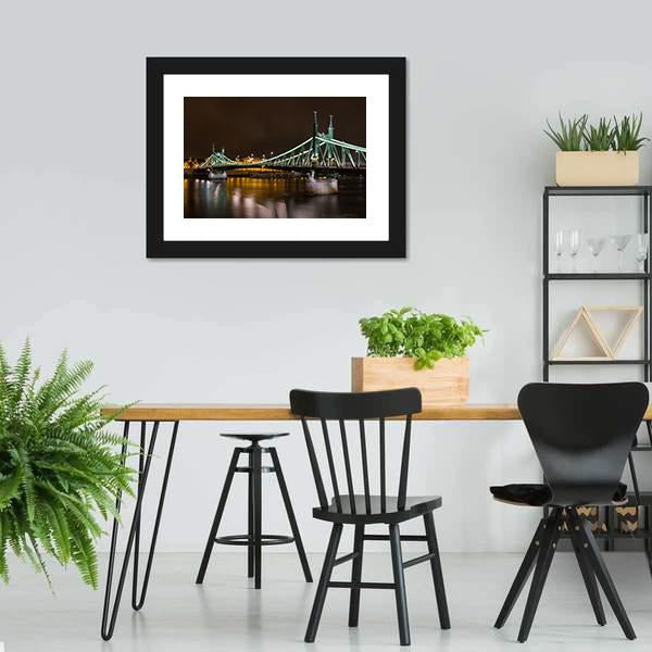 Liberty Bridge In Budapest Canvas Wall Art-3 Horizontal-Gallery Wrap-25" x 16"-Tiaracle