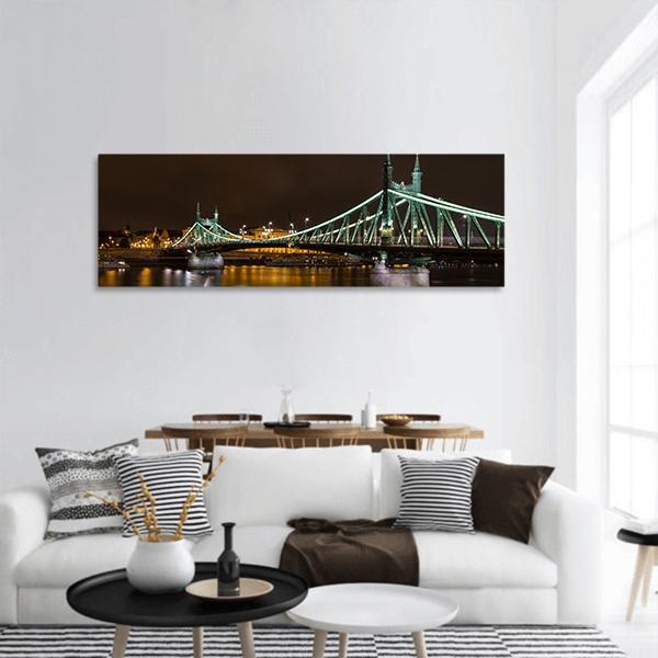 Liberty Bridge In Budapest Panoramic Canvas Wall Art-1 Piece-36" x 12"-Tiaracle