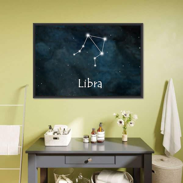 Libra Horoscope Constellation Canvas Wall Art-1 Piece-Floating Frame-24" x 16"-Tiaracle