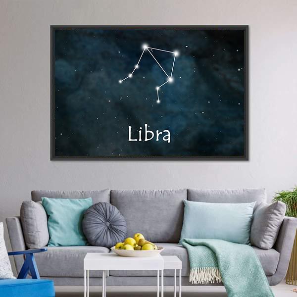 Libra Horoscope Constellation Canvas Wall Art-5 Horizontal-Gallery Wrap-22" x 12"-Tiaracle